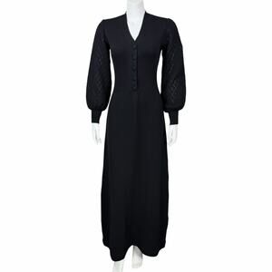 70s Crissa Wool Knit Maxi Dress Medium Gothic Witchy Whimsigoth Dark Romantic